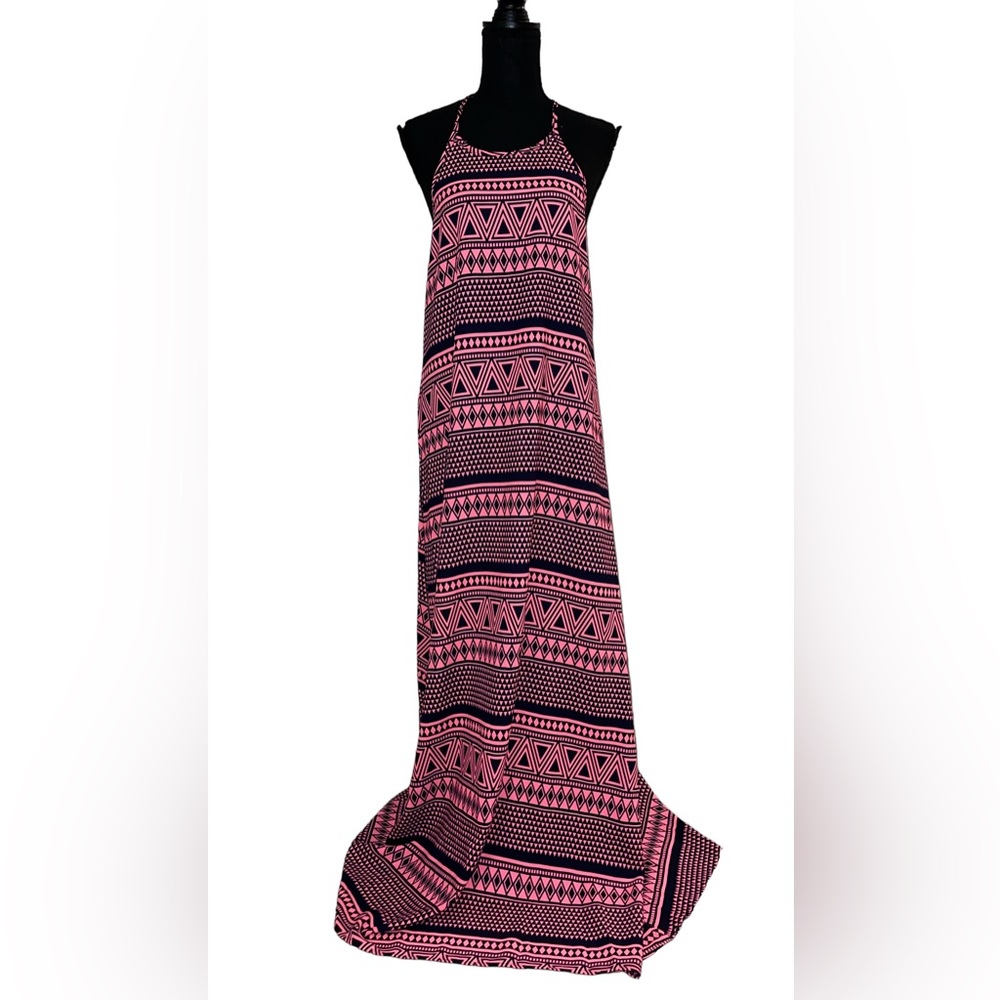 Tobi Pink/Dark Blue Pattern Maxi Dress (S) [Polyester] NWT!